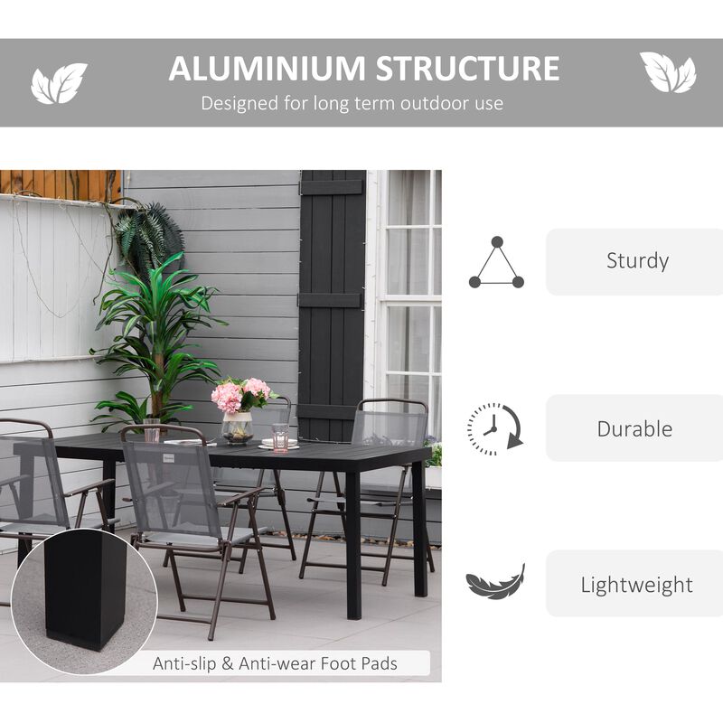 Black Alfresco Dining: 8-Person Rectangular Pedestal Table