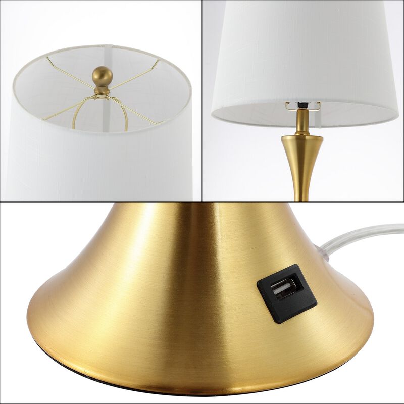 Bennett Modern Glam Iron Hourglass LED Table Lamp with USB Charging Port