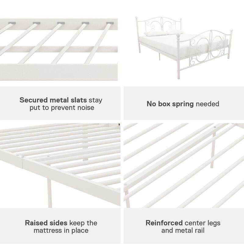 Atwater Living Bradford Metal Bed, White, Full