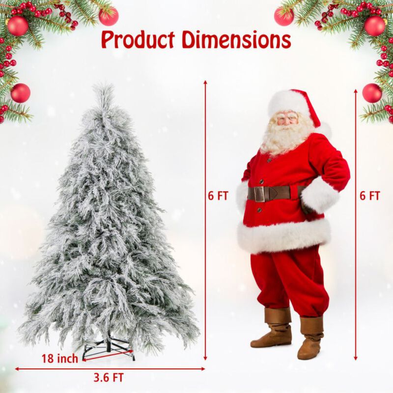 Pre-Lit Snow Flocked Christmas Tree with Warm White LED Lights