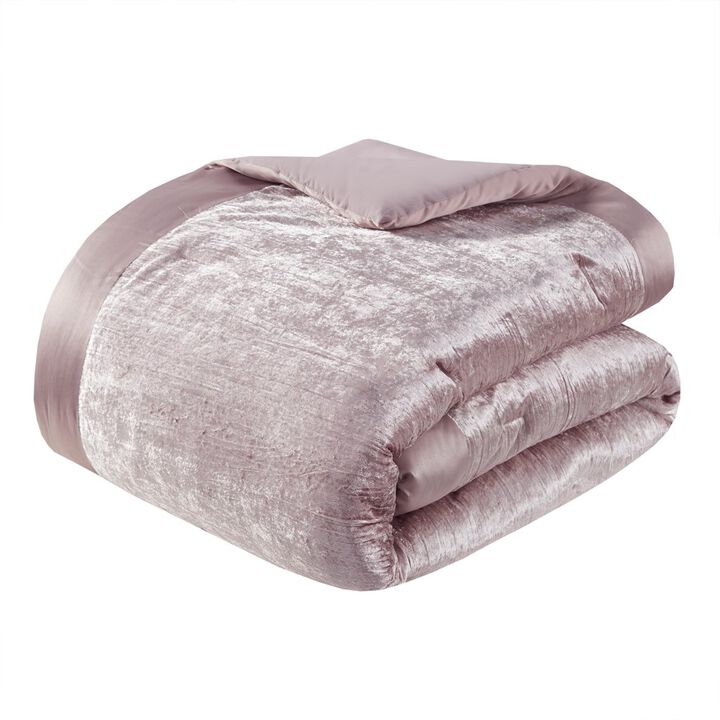 Gracie Mills 5-Piece Solid Crinkle Velvet Comforter Set
