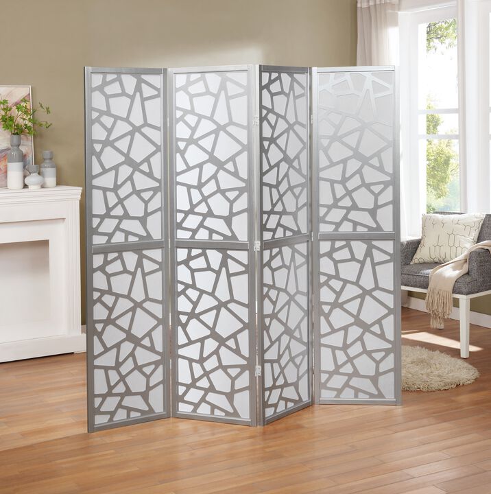 Streamdale Giyano 4 Panel Screen Room Divider, Sliver