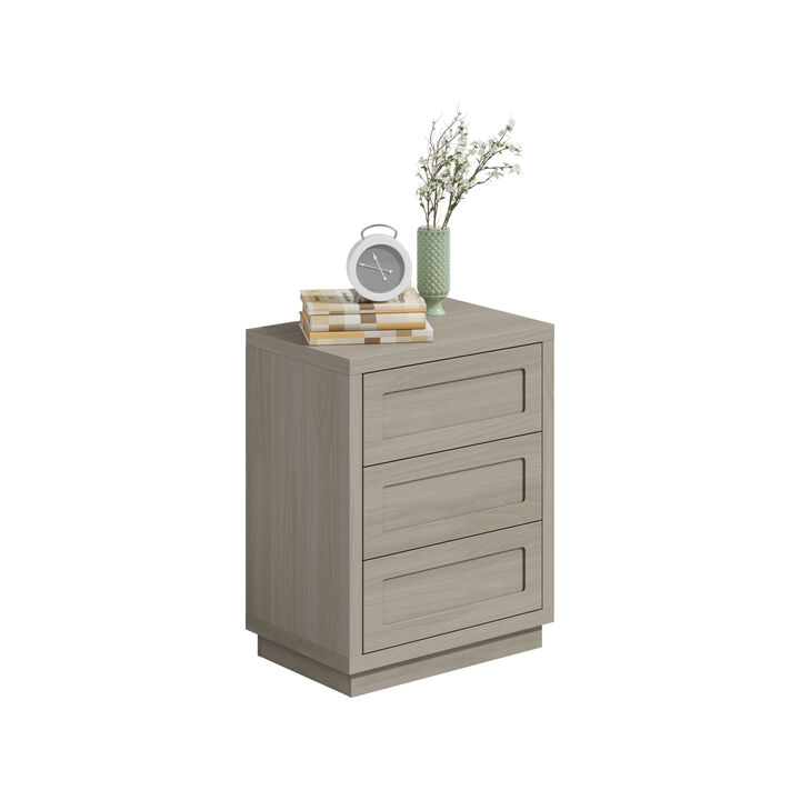 FUFU&GAGA Wood Grain 3-Drawer Nightstand, PB & MDF Construction (23.6" W x 29.9" H x 15.7" D), Bronw