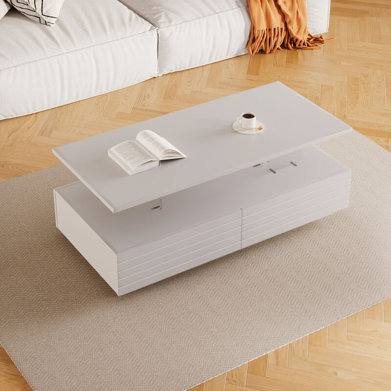 Merax Modern Rectangular Coffee Table with LED Lights