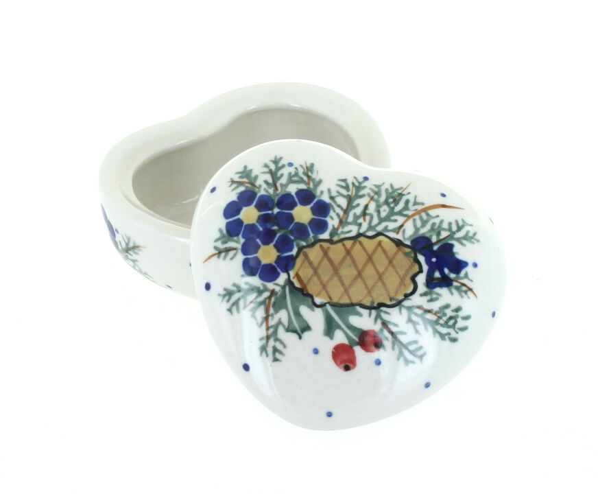 Blue Rose Polish Pottery Berry Heart Box