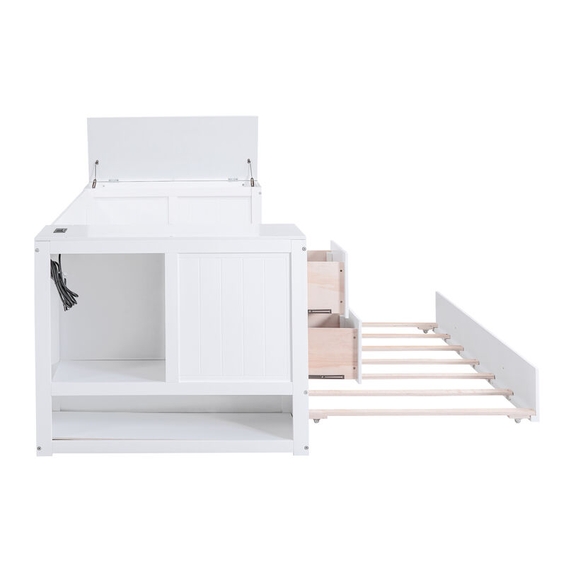 Merax Daybed Bed with Trundle and Charging Station