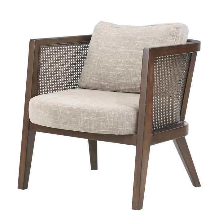 Gracie Mills Mollie Mid-Century Cane Upholstered Accent Chair