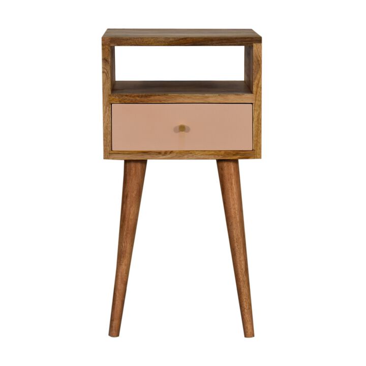 Mini Blush Hand Painted   Solid Wood 1 Drawer NightStand