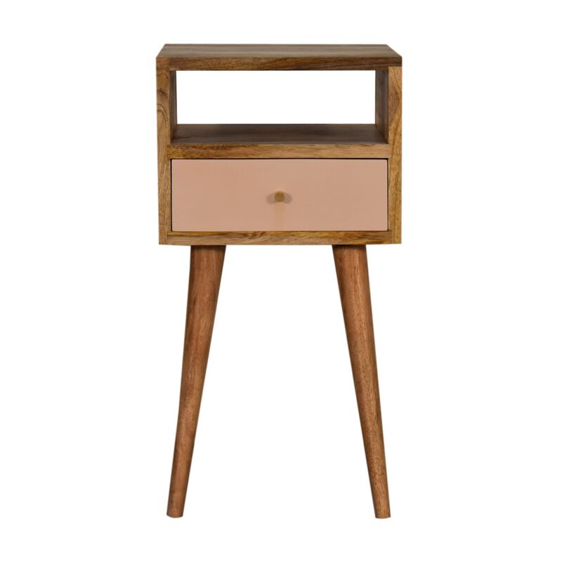 Mini Blush Hand Painted   Solid Wood 1 Drawer NightStand