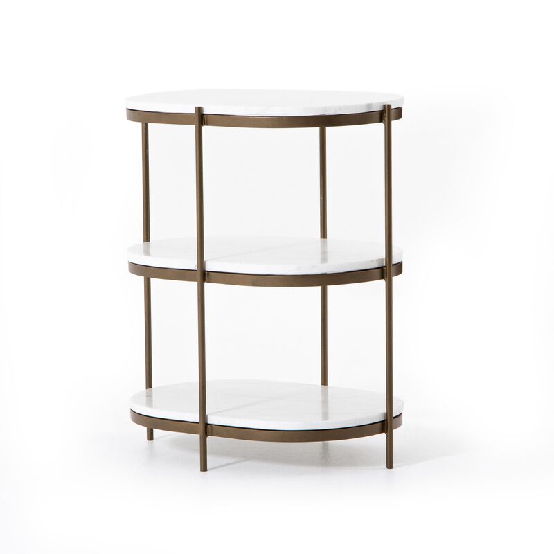 Felix Oval Nightstand in Antique Brass