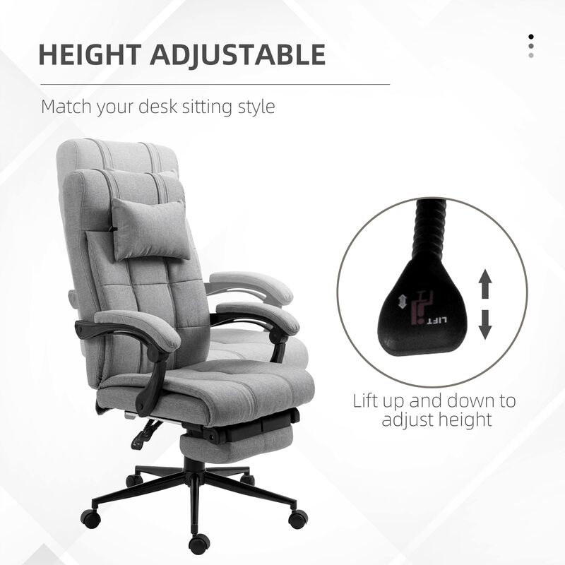 Light Gray Work Relaxation: Recliner Office Chair with Lumbar Support
