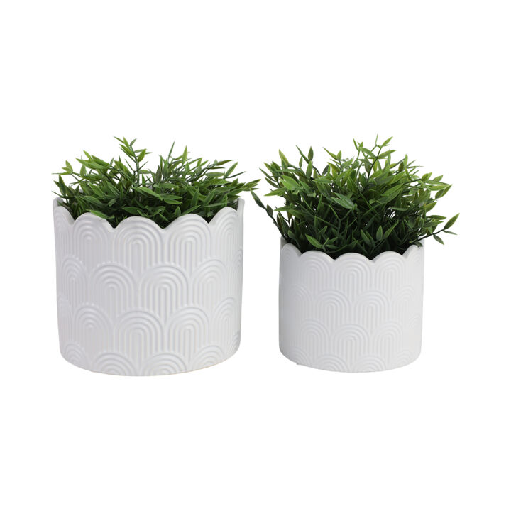 White Stone Arch Planters Set