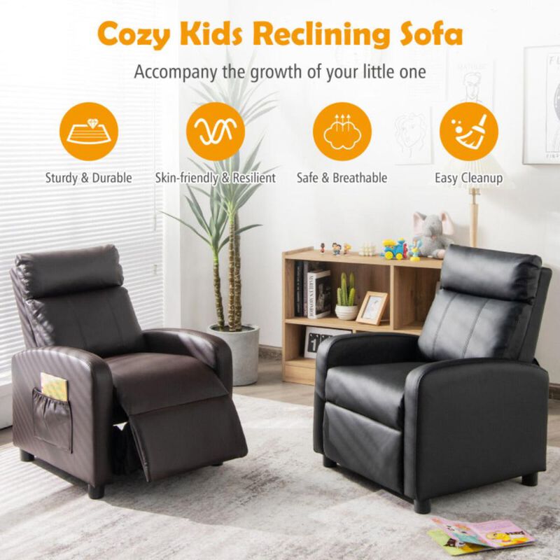 Hivvago Ergonomic PU Leather Kids Recliner Lounge Sofa for 3-12 Age Group