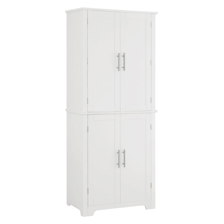 White Wood 15 in. Pantry Cabinet with Shelve and Storage