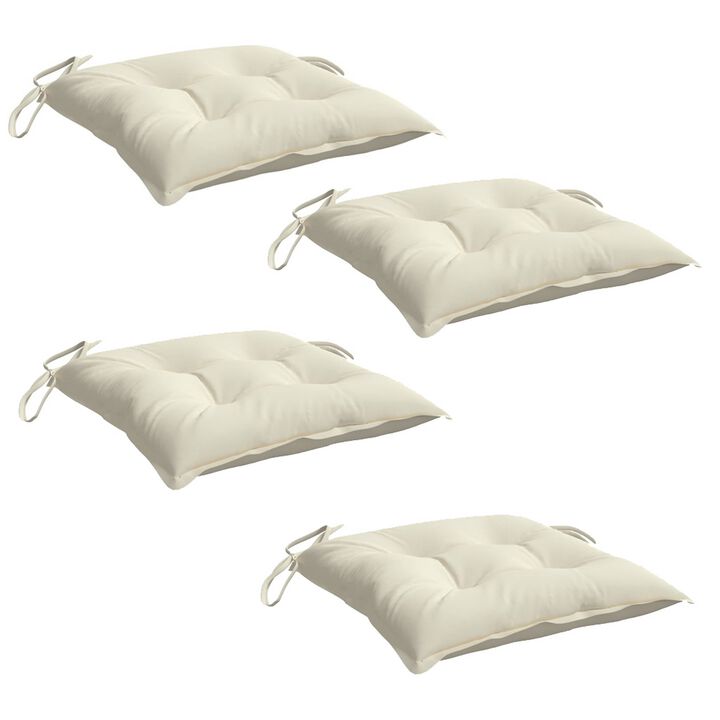 Kia Outdoor Cushion for Set of 4, Square White Oxford Fabric - Benzara