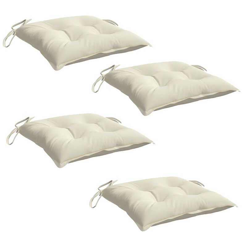 Kia Outdoor Cushion for Set of 4, Square White Oxford Fabric - Benzara