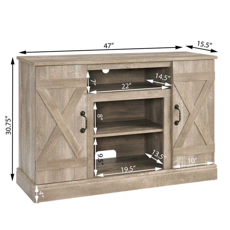Farmhouse TV Stand with Open/Closed Storage, 47" Wide