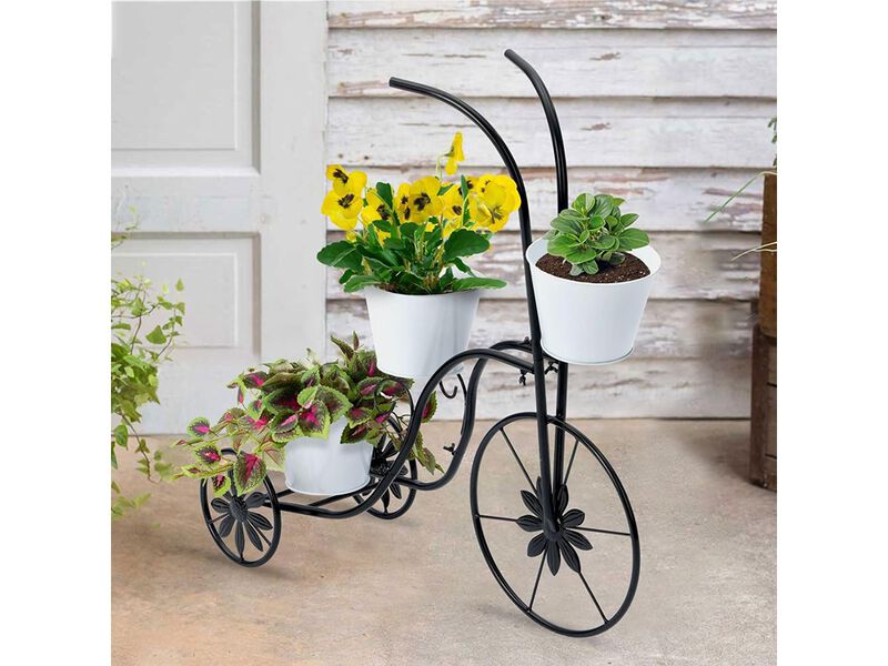 LEWIS&WAYNE Metal Tricycle Planter, 3 Tier Floral Flower Plant Stand