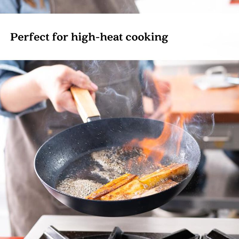 Alva Forest 4-Piece Professional Carbon Steel Cookware Set - Pre-Seasoned Non-Toxic Frying Pans & Wok - Chemical-Free, Traditional Cooking Surface - All Stovetop Compatible & Fast-Heating