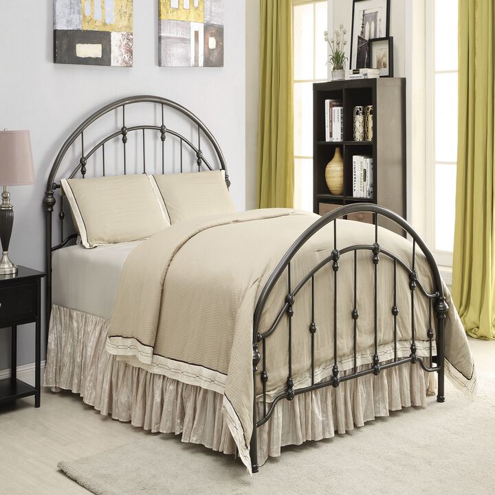 Fine looking Metal Curved Queen Size Bed, Bronze-Benzara