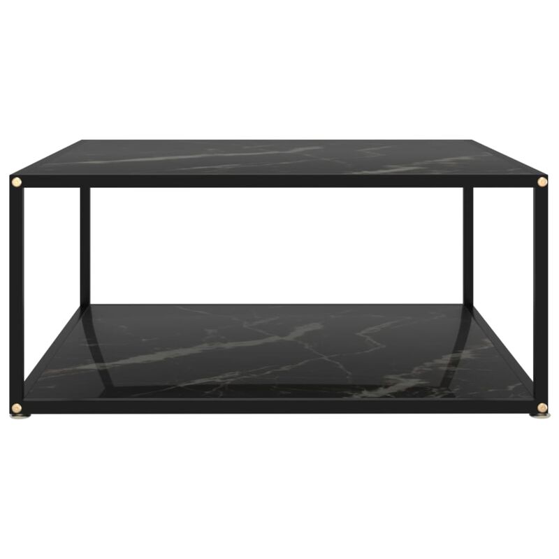 vidaXL Tea Table Black 31.5"x31.5"x13.8" Tempered Glass