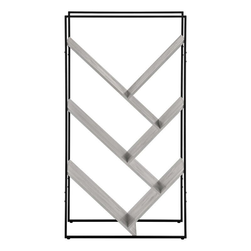 Monarch Specialties I 2200 Bookshelf, Bookcase, Etagere, 3 Tier, 60"H, Office, Bedroom, Metal, Laminate, Grey, Black, Contemporary, Modern
