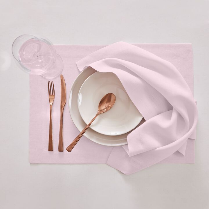 Solino Home 100% Pure Linen Placemats  Set of 4, 14 x 19 Inch | Sonoma