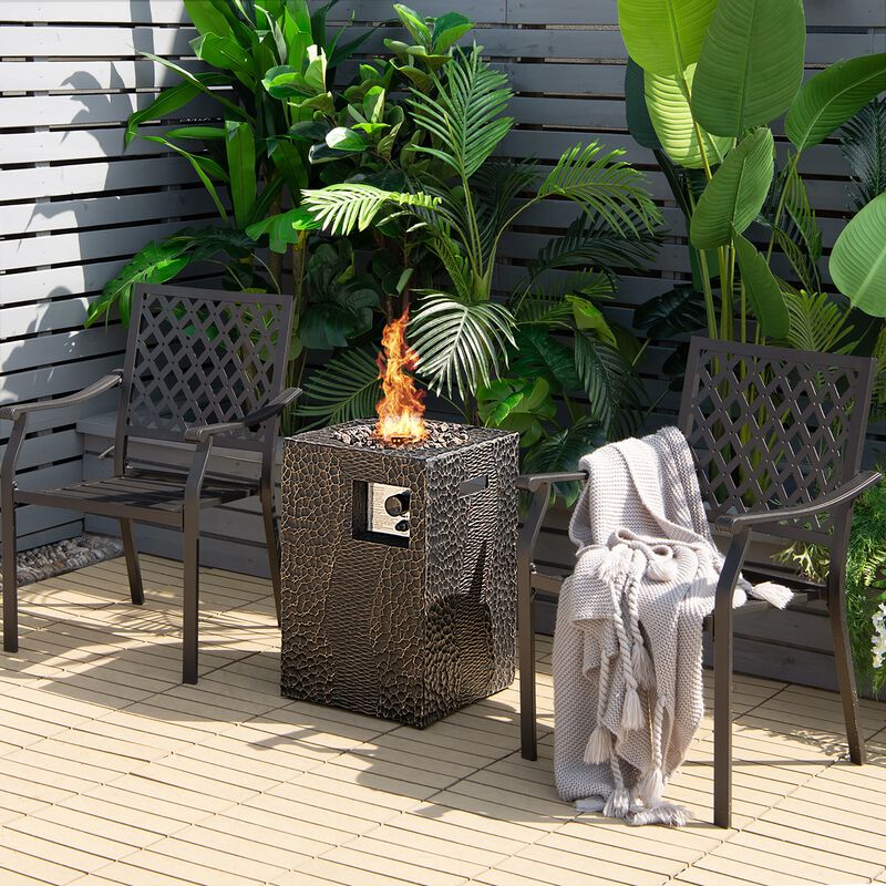 16 Feet Square Outdoor Propane Fire Pit with Lava Rocks Waterproof Cover 30 000 BTU