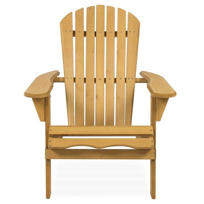 Hivvago All Weather Adirondack Large Foldable Chair Natural Finish