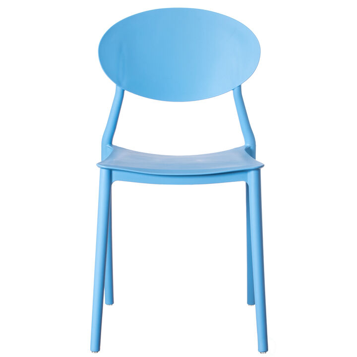Modern Plastic Outdoor Dining Chair with Open Oval Back Design, White