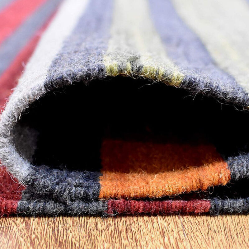 RUGSOTIC CARPETS HAND WOVEN FLAT WEAVE KILIM WOOL ECO-FRIENDLY AREA RUGS  - 4'x6', Rectangle Shape, Multicolor Color, Contemporary Modern Design, Low Pile Handmade Rugs for Living Room (D00117)