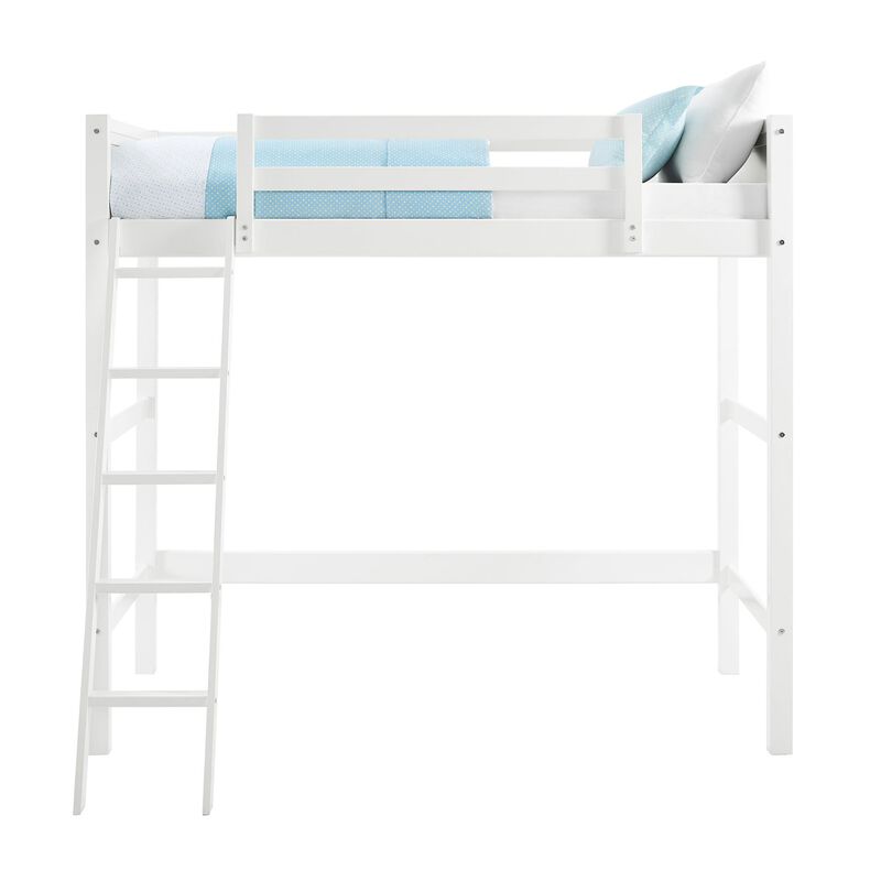 Atwater Living Rollins Twin Wooden Loft Bed with Ladder and Safety Railings