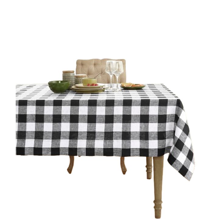 Solino Home 100% Pure Linen Tablecloth | Buffalo Check Dining Table Cloth