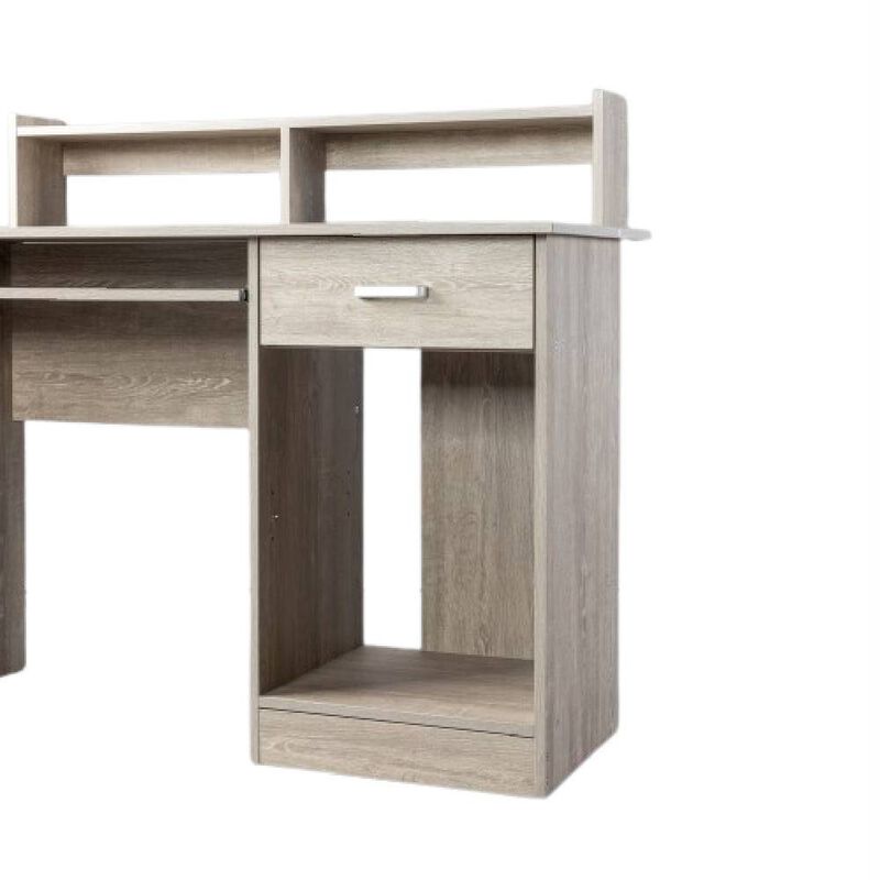 Two-Layer Computer Desk with Drawer Modern & Space-Saving Workstation for Home Office