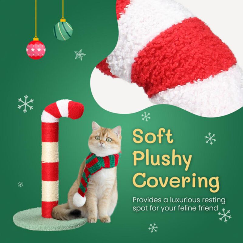 Christmas Cat Scratching Post with Festive Design, Scratching Surface, and Cozy Hideaway for Cats