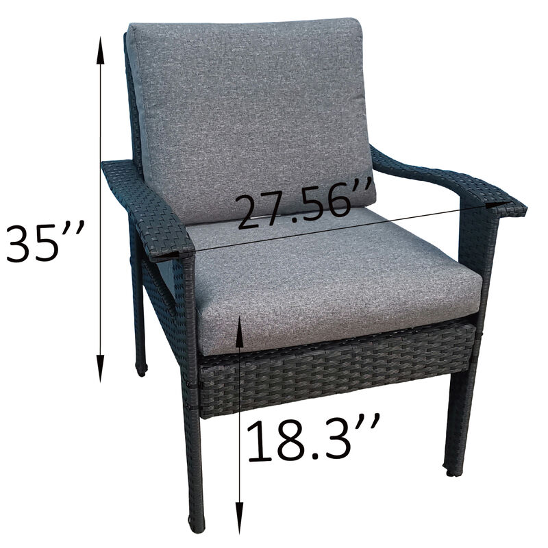 Patio Furniture Outdoor Chair And Ottoman 5 Pieces Rattan Seating Group With Cushions