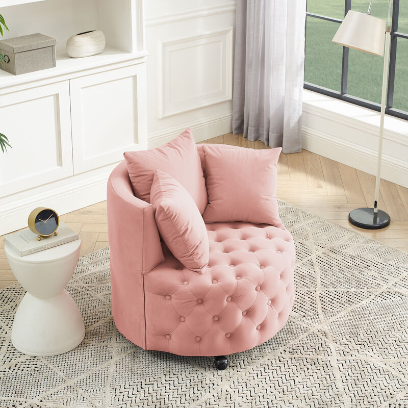 Merax Velvet Upholstered Swivel Chair for Living Room