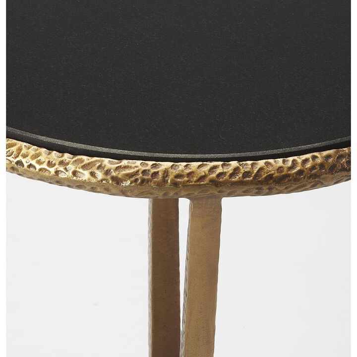 Metal and Stone Round End Table, Belen Kox