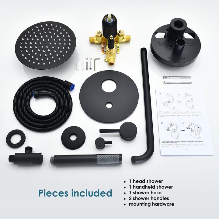 Altair Complete Shower System in Matte Black with Rough-In Valve