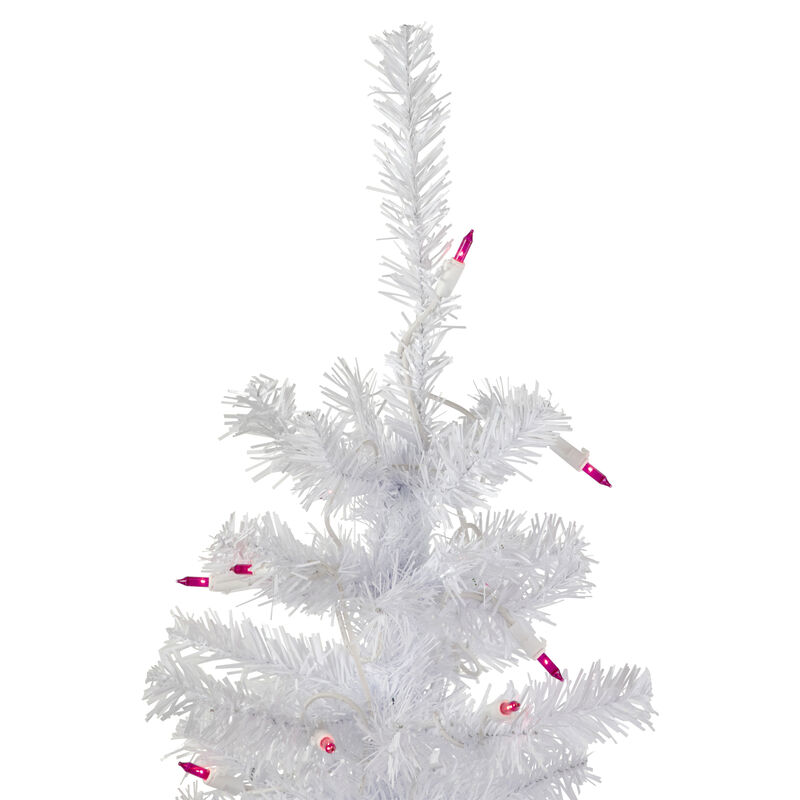 3' Pre-Lit Woodbury White Pine Slim Artificial Christmas Tree  Pink Lights