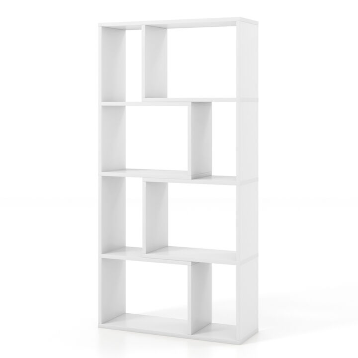 4-Tier Geometric Bookshelf with 8 Cubes for Living Room Bedroom