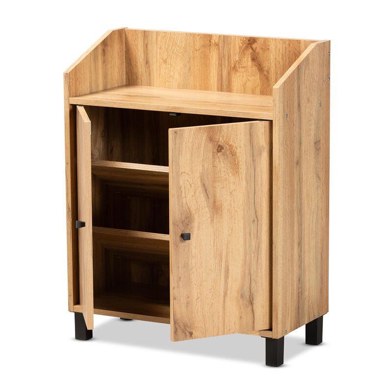 Baxton Studio Rossin Modern Oak Brown Finished Wood 2 Door Entryway Shoe Storage Cabinet