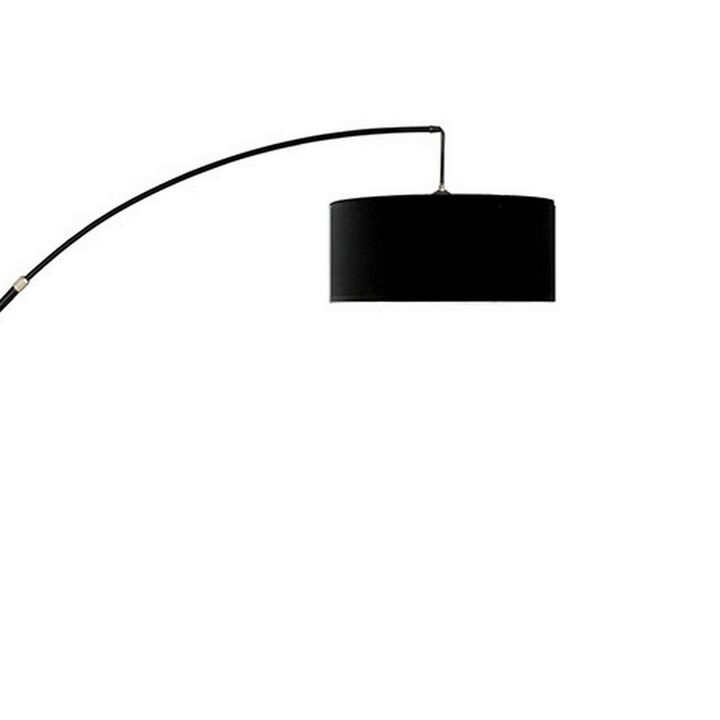 Floor Lamp with Arched Extendable Neck and Marble Base, Black-Benzara