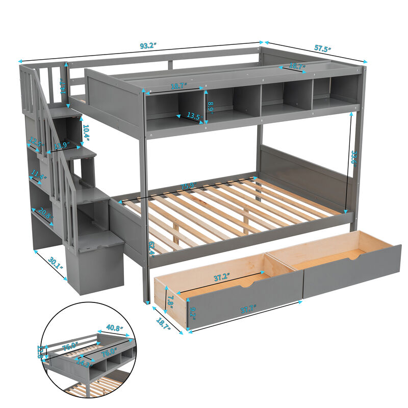 Merax Bunk Bed with Shelves  and Storage Staircase