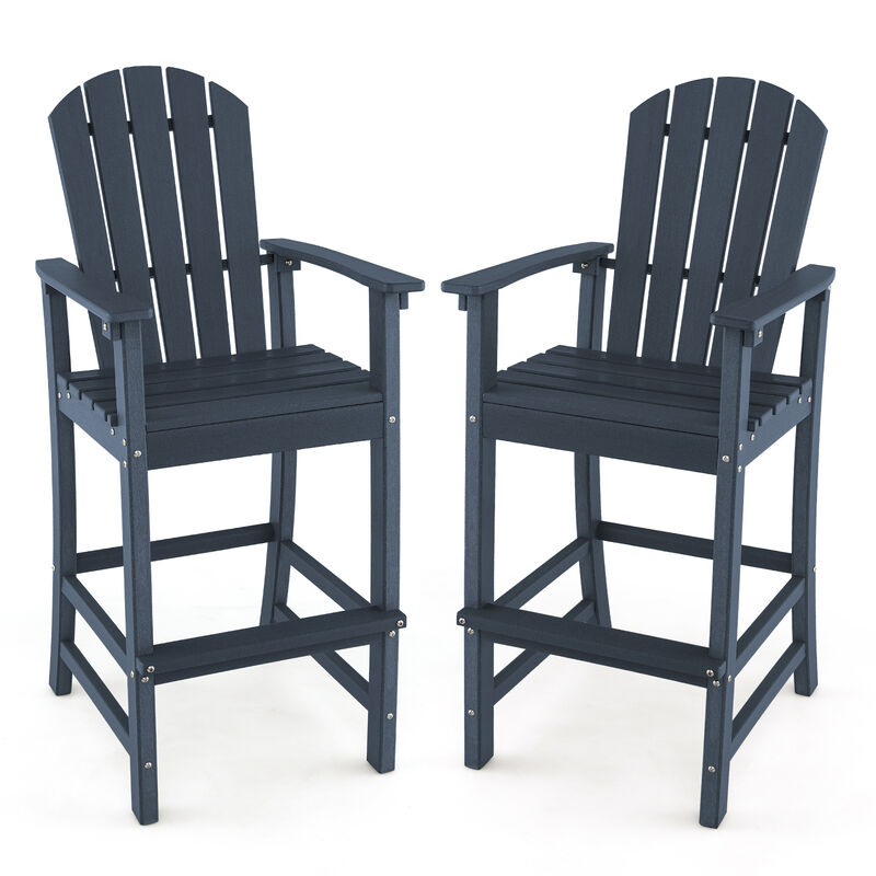 30 Inches Counter Height Outdoor HDPE Bar Stool with Armrests and Footrest