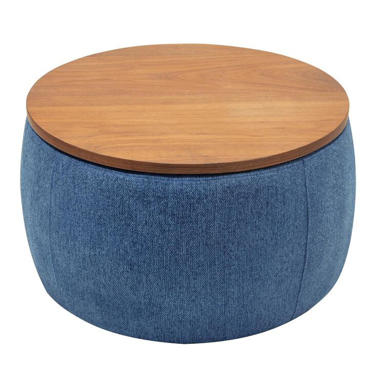Hivvago 2 in 1 Round Storage Organizer and Foot Stool with Wooden Lid