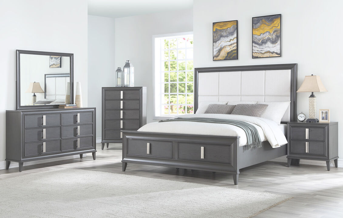 Lorraine Standard King Storage Footboard Platform Bed, Dark Grey