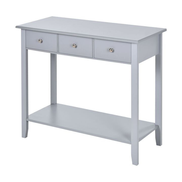 Grey Industrial Entryway: Console Table with Drawer & Shelf