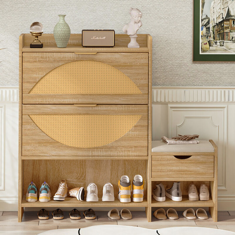 Merax Modern Storage Cabinet Shoe Organizer With 2 Flip Drawers
