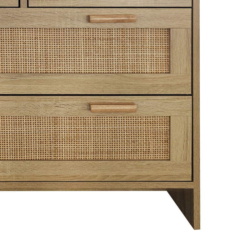4 Drawers Rattan Cabinet, For Bedroom, Living Room, Dining Room, Hallways, Easy Assembly